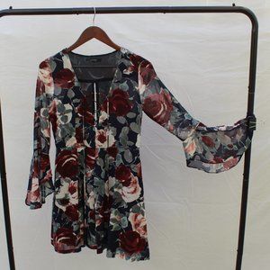 Fit and flare bell sleeve dress